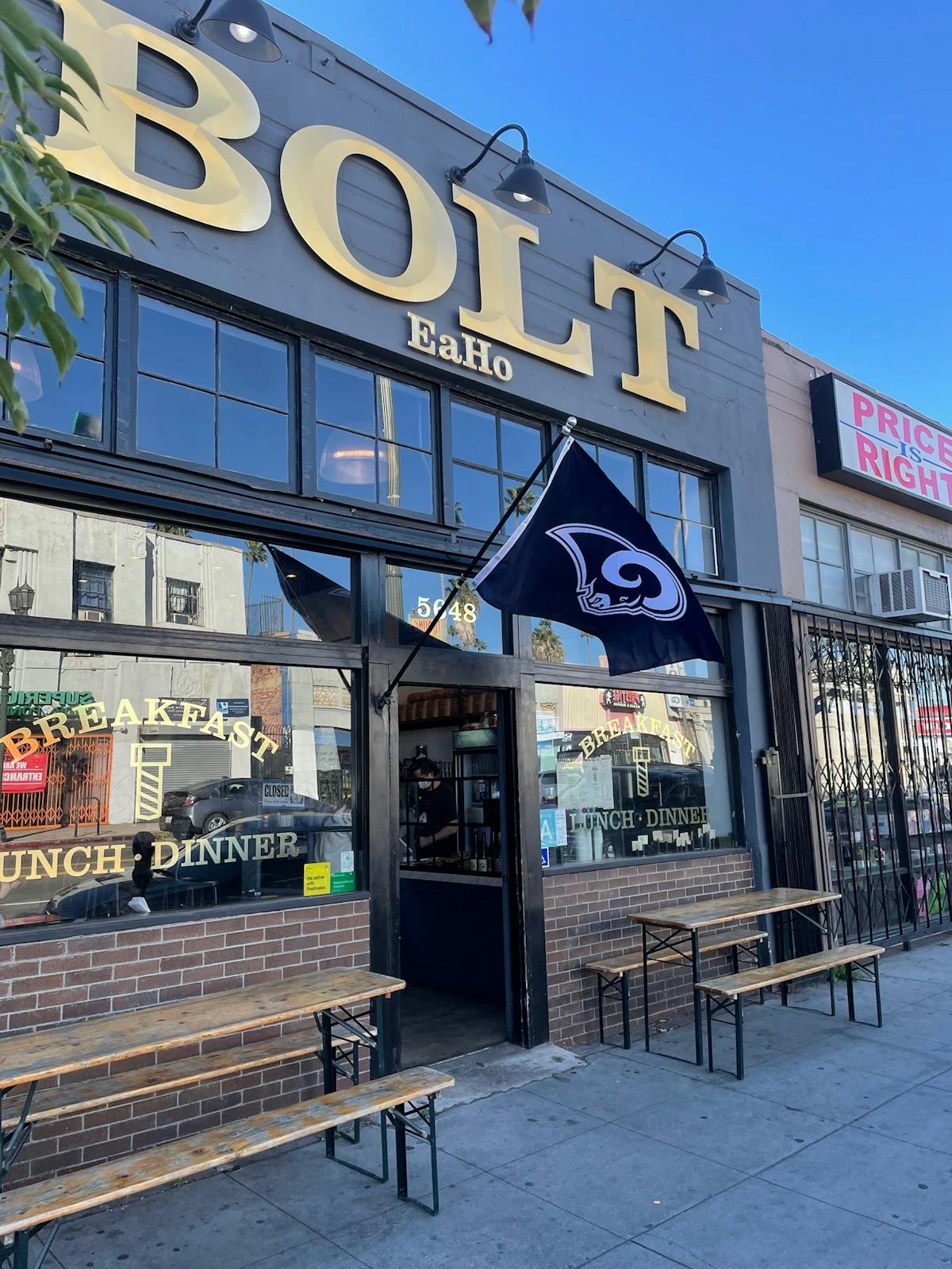 a store front at day